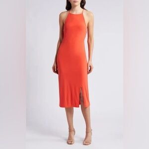 Chelsea28 Red Grenadine Crossback Halter Dress NWT